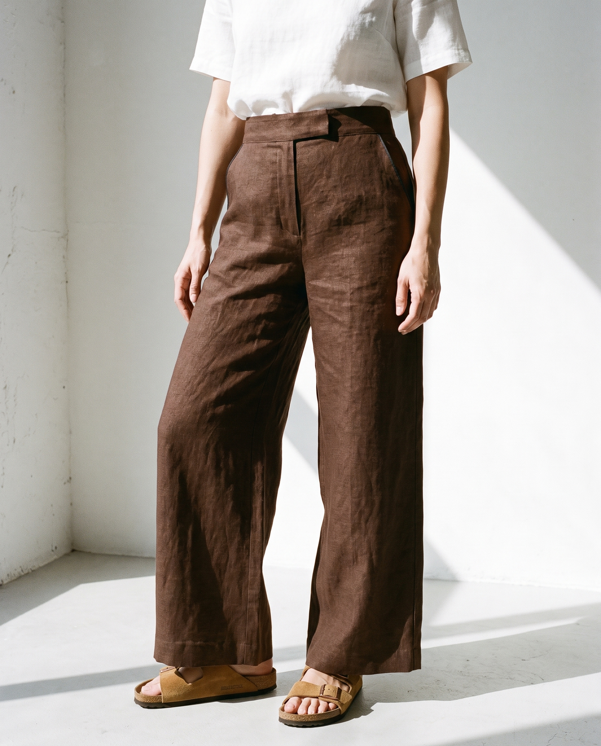 Wide Leg Linen Trousers