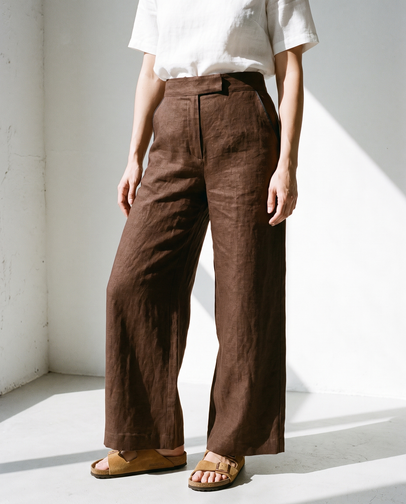 Wide Leg Linen Trousers