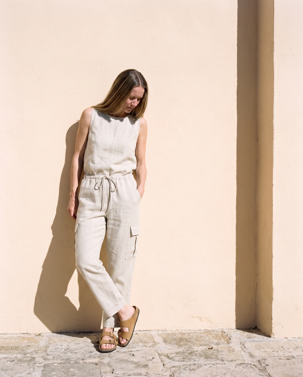 High Waist Linen Cargo Trousers FRAN