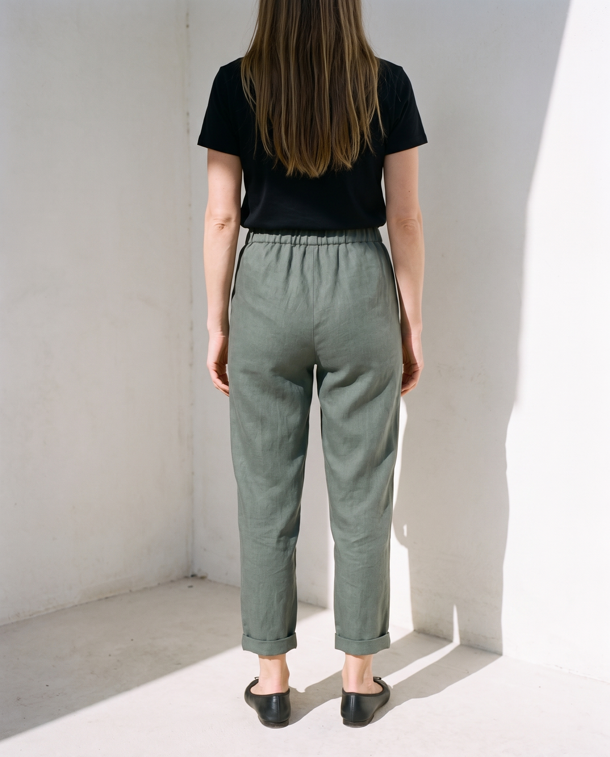 Tapered Linen Trousers in earth colours