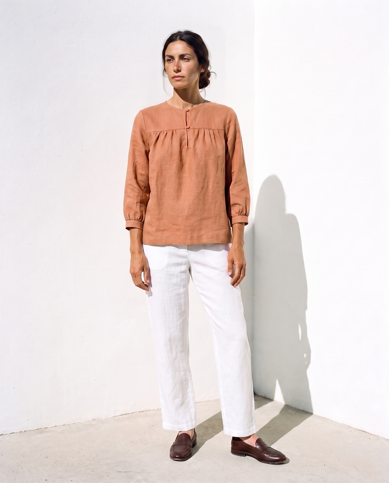 Ines Blouse in clay, front, full length