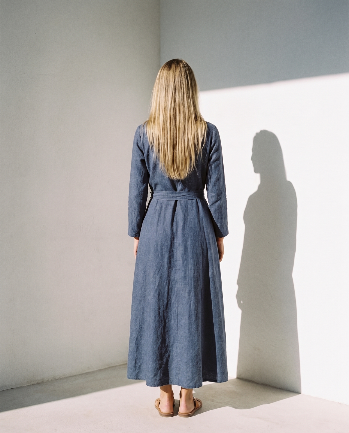 Wrap Linen Maxi Dress, back view