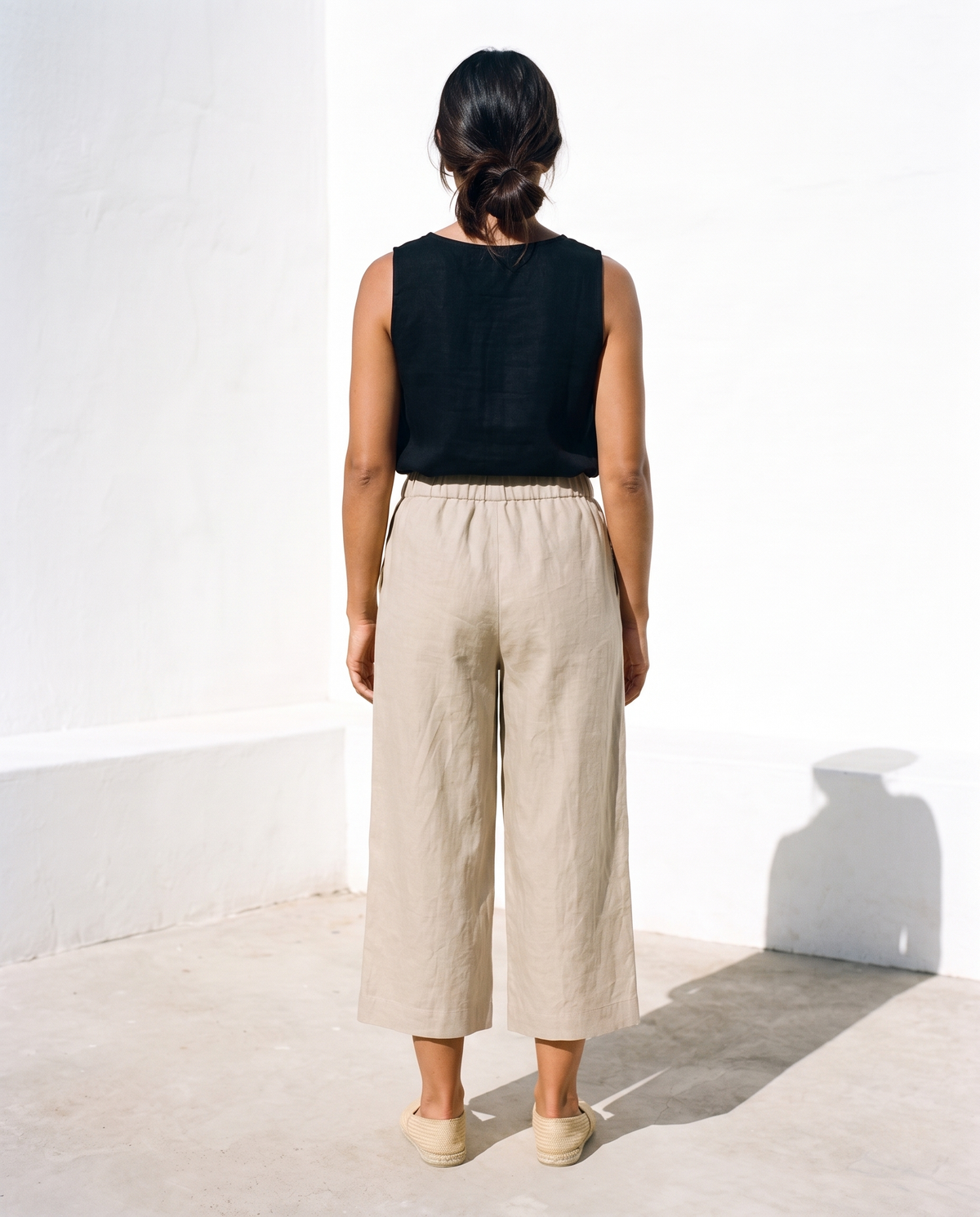 Carla Culottes in natural, back view