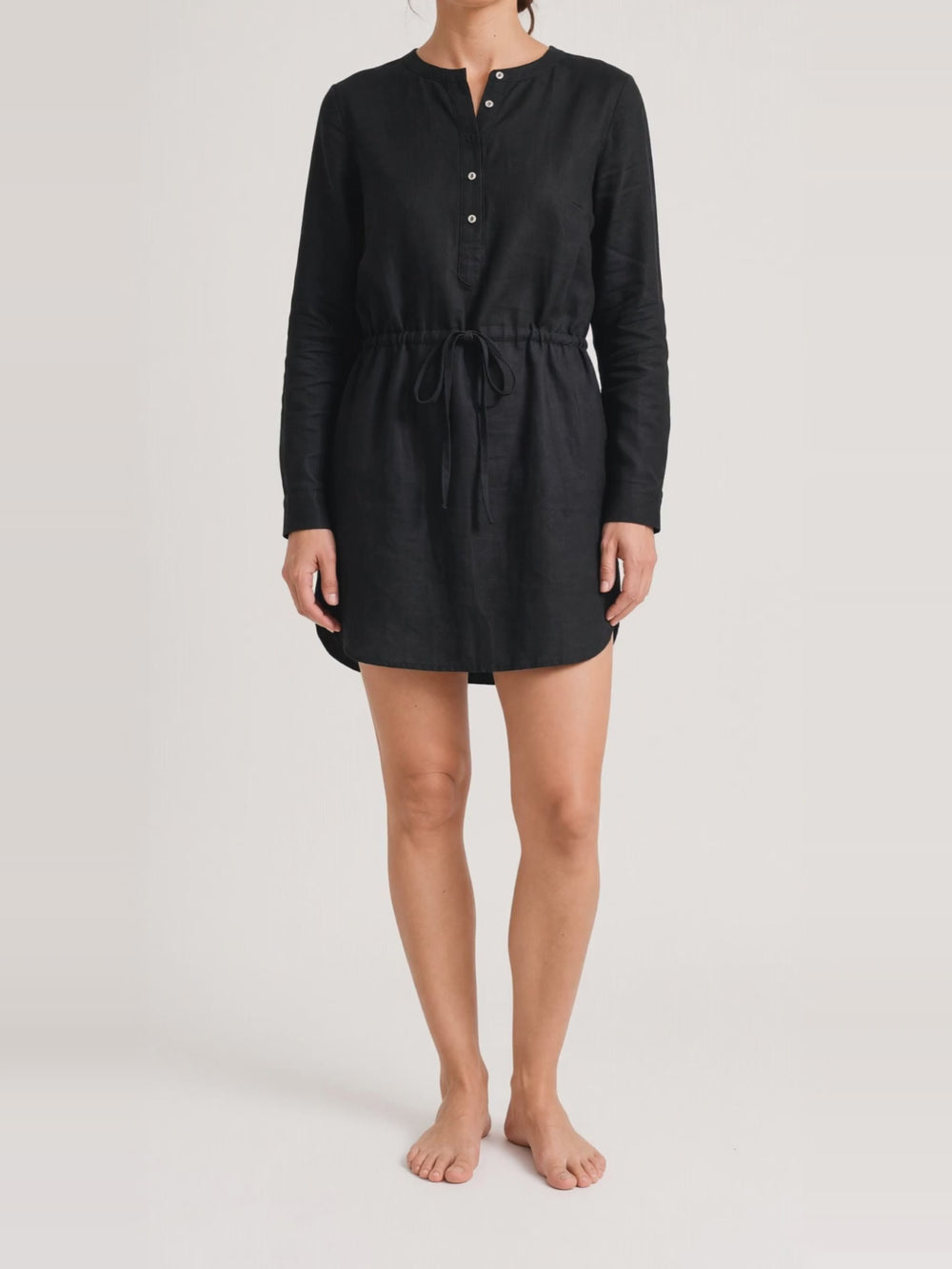 Drawstring Waist Mini Dress, turning in the studio